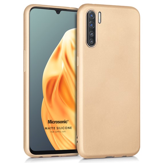 Microsonic Matte Silicone Oppo A91 Kılıf Gold 1