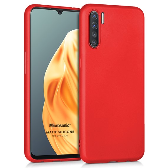 Microsonic Matte Silicone Oppo A91 Kılıf Kırmızı 1