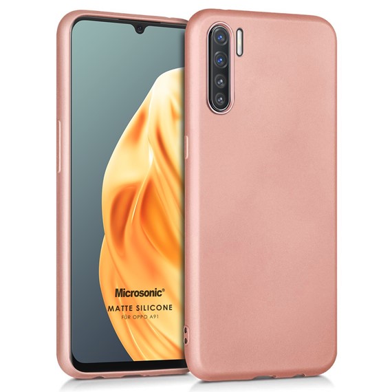 Microsonic Matte Silicone Oppo A91 Kılıf Rose Gold 1