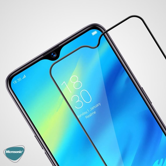 Microsonic Oppo A91 Tam Kaplayan Temperli Cam Ekran Koruyucu Siyah 3