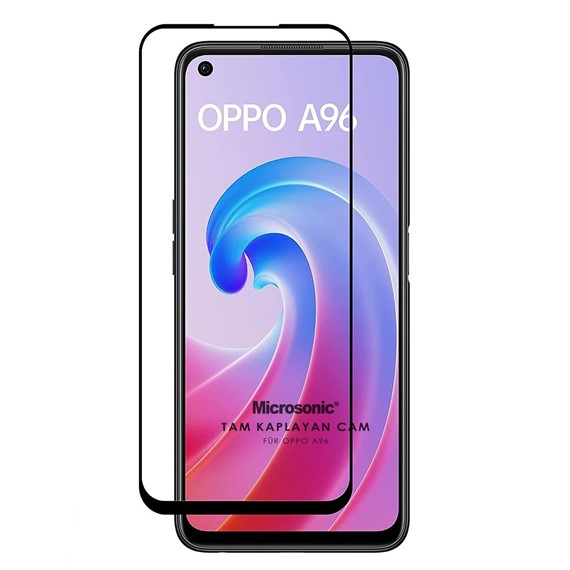 Microsonic Oppo A76 Tam Kaplayan Temperli Cam Ekran Koruyucu Siyah 1