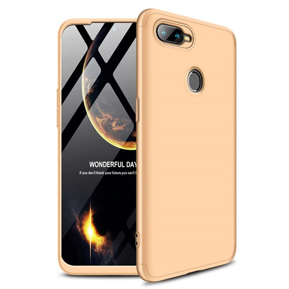 Microsonic Oppo AX7 Kılıf Double Dip 360 Protective Gold 1