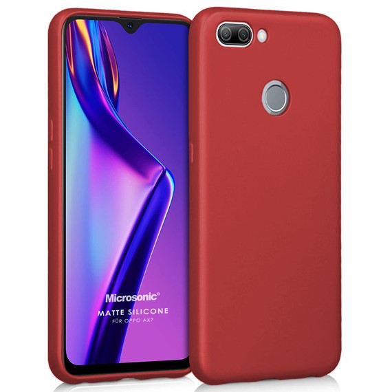 Microsonic Matte Silicone Oppo AX7 Kılıf Kırmızı 1