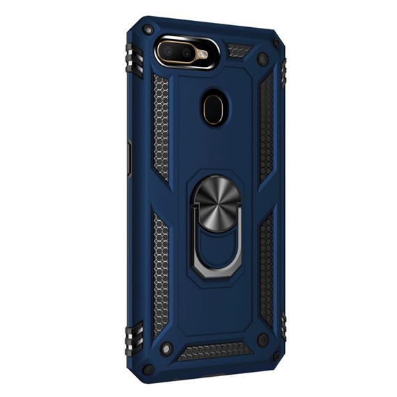 Microsonic Oppo AX7 Kılıf Military Ring Holder Lacivert 2