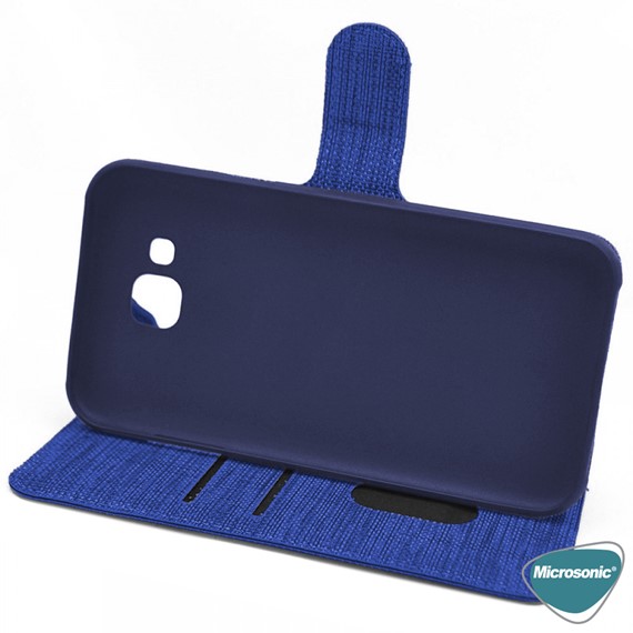 Microsonic Oppo F9 F9 Pro Kılıf Fabric Book Wallet Lacivert 3