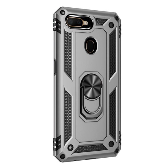 Microsonic Oppo F9 F9 Pro Kılıf Military Ring Holder Gümüş 2