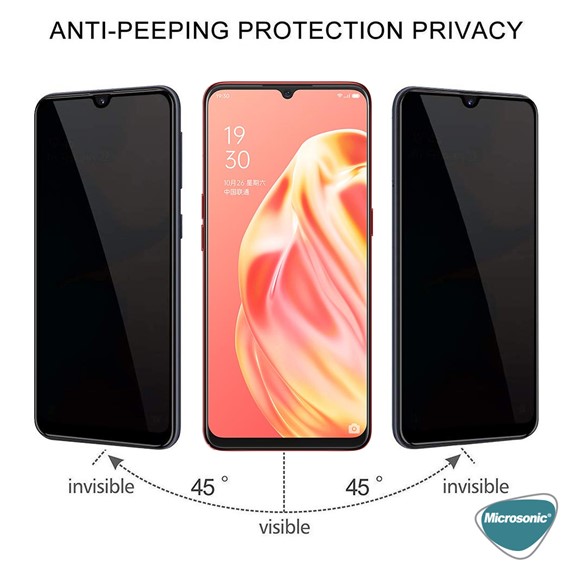 Microsonic Oppo F9 F9 Pro Privacy 5D Gizlilik Filtreli Cam Ekran Koruyucu Siyah 2