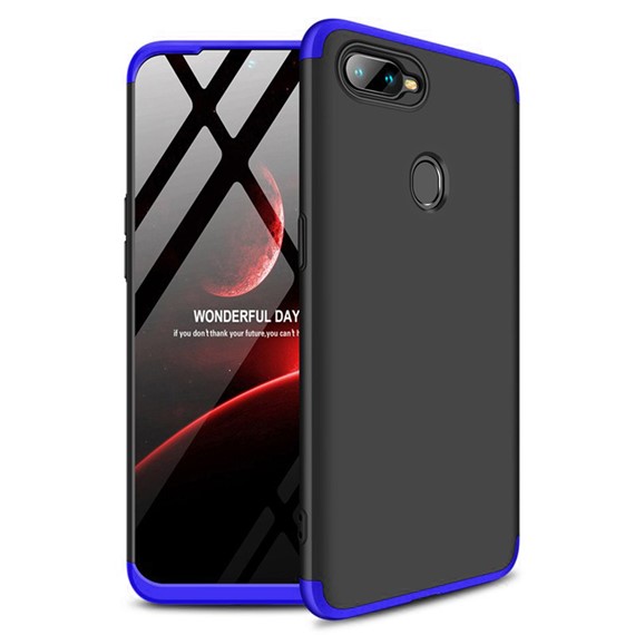 Microsonic Oppo F9 F9 Pro Kılıf Double Dip 360 Protective Siyah Mavi 1