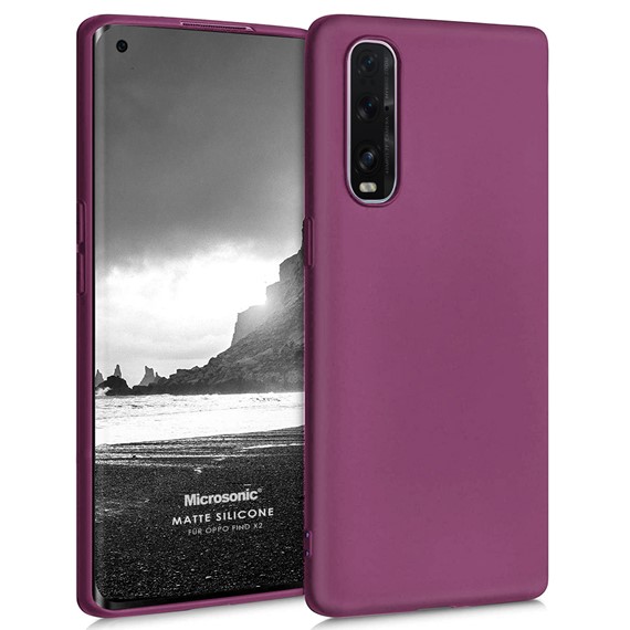 Microsonic Matte Silicone Oppo Find X2 Kılıf Mor 1