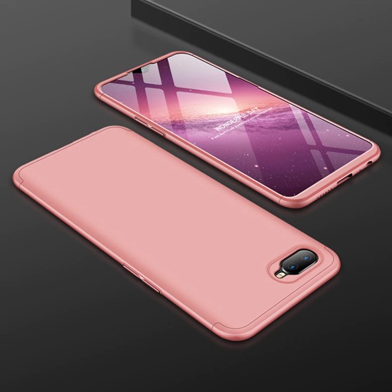 Microsonic Oppo RX17 Neo Kılıf Double Dip 360 Protective Rose Gold 3