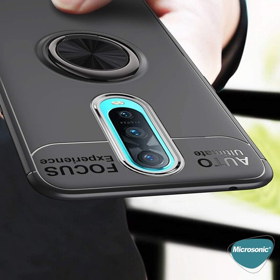 Microsonic Oppo RX17 Pro Kılıf Kickstand Ring Holder Siyah 5