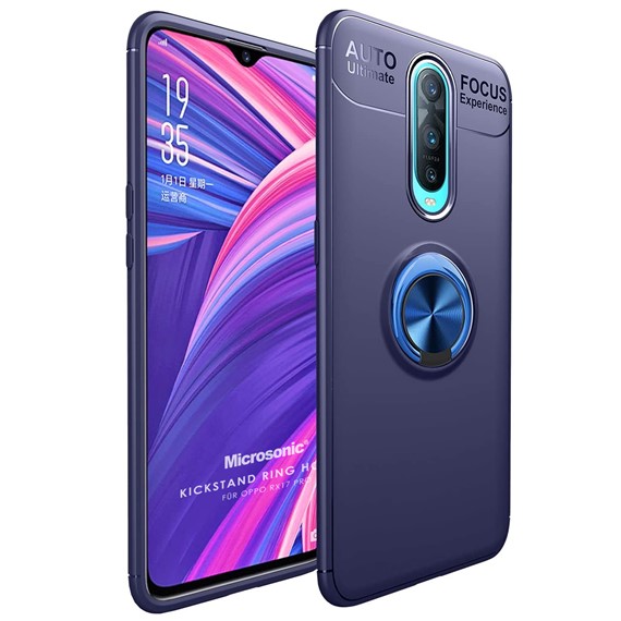 Microsonic Oppo RX17 Pro Kılıf Kickstand Ring Holder Lacivert 1