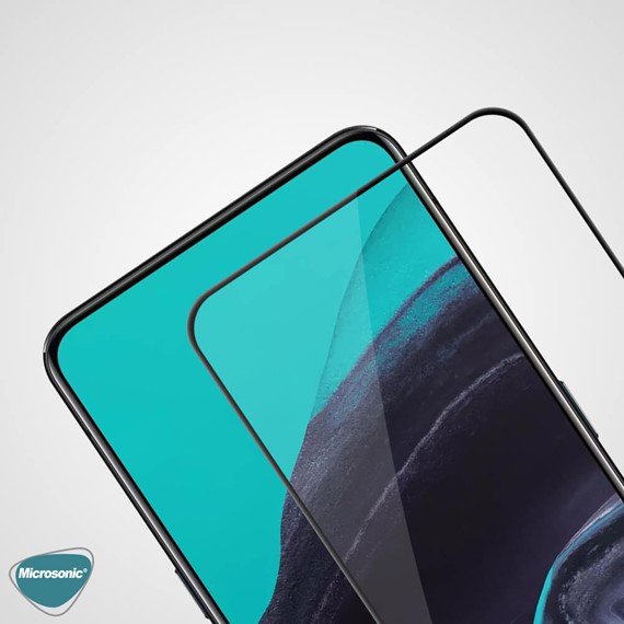 Microsonic Oppo Reno 2 Tam Kaplayan Temperli Cam Ekran Koruyucu Siyah 3