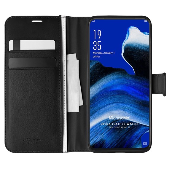 Microsonic Oppo Reno 2Z Kılıf Delux Leather Wallet Siyah 1