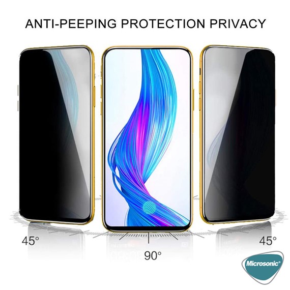 Microsonic Oppo Reno 2Z Privacy 5D Gizlilik Filtreli Cam Ekran Koruyucu Siyah 2