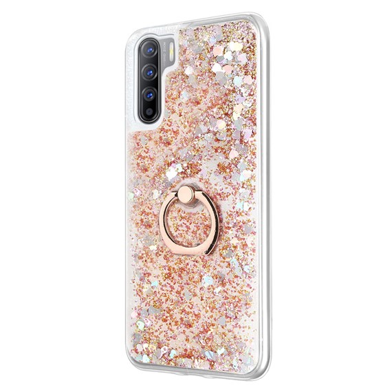 Microsonic Oppo Reno 3 Kılıf Glitter Liquid Holder Gold 2