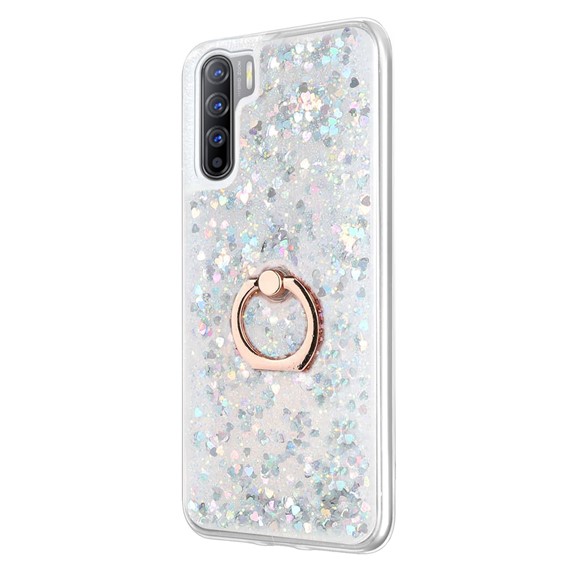 Microsonic Oppo A91 Kılıf Glitter Liquid Holder Gümüş 2