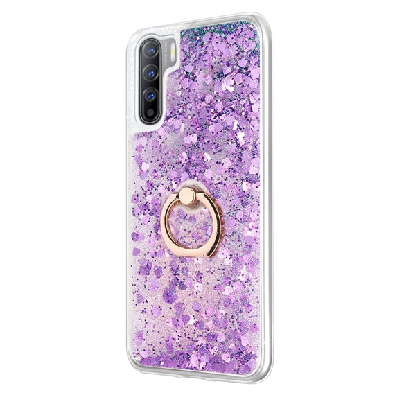 Microsonic Oppo A91 Kılıf Glitter Liquid Holder Mor 2