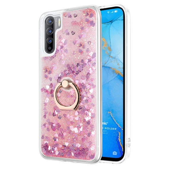 Microsonic Oppo A91 Kılıf Glitter Liquid Holder Pembe 1