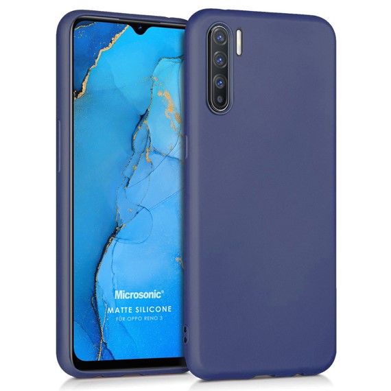 Microsonic Matte Silicone Oppo Reno 3 Kılıf Lacivert 1