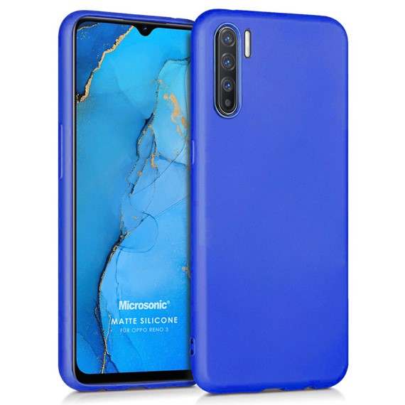 Microsonic Matte Silicone Oppo Reno 3 Kılıf Mavi 1