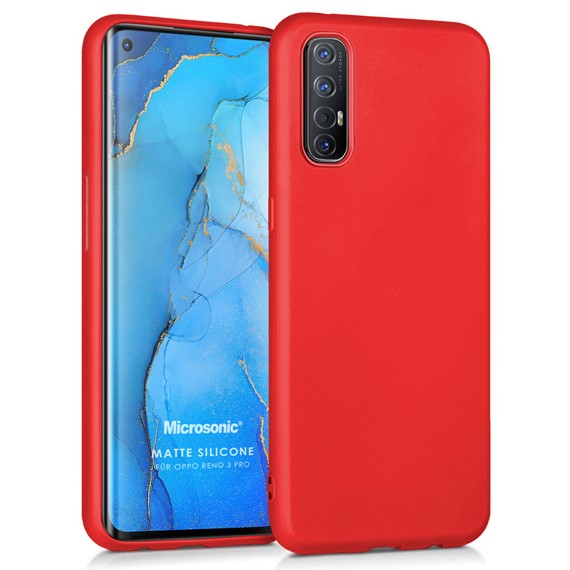 Microsonic Matte Silicone Oppo Reno 3 Pro Kılıf Kırmızı 1