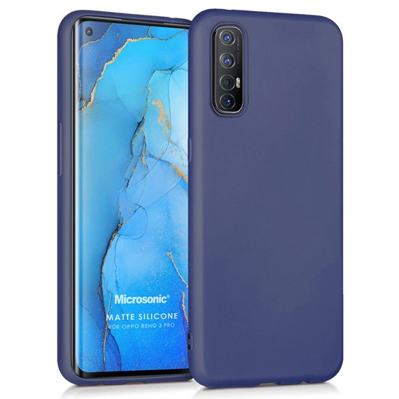 Microsonic Matte Silicone Oppo Reno 3 Pro Kılıf Lacivert 1