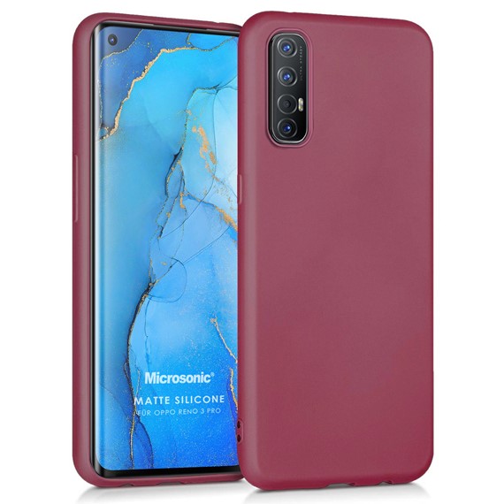 Microsonic Matte Silicone Oppo Reno 3 Pro Kılıf Mor 1