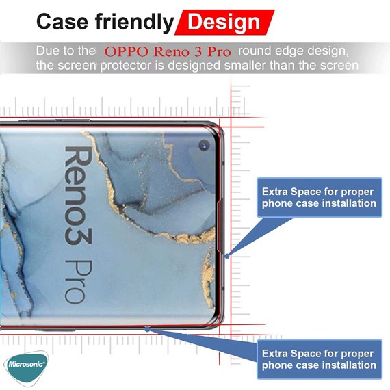 Microsonic Oppo Reno 3 Pro Tam Kaplayan Temperli Cam Ekran Koruyucu Siyah 4