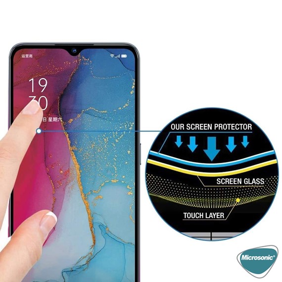 Microsonic Oppo Reno 3 Tam Kaplayan Temperli Cam Ekran Koruyucu Siyah 5