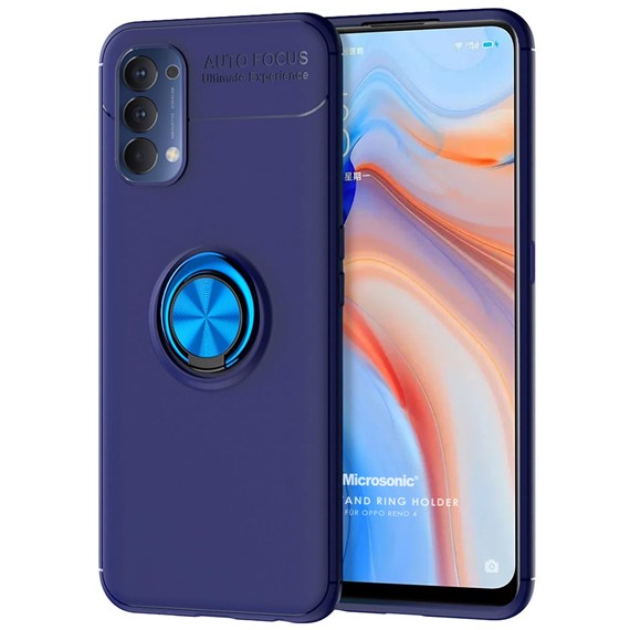 Microsonic Oppo Reno 4 Kılıf Kickstand Ring Holder Lacivert 1