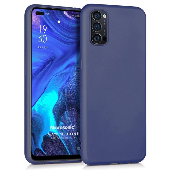 Microsonic Matte Silicone Oppo Reno 4 Kılıf Lacivert 1