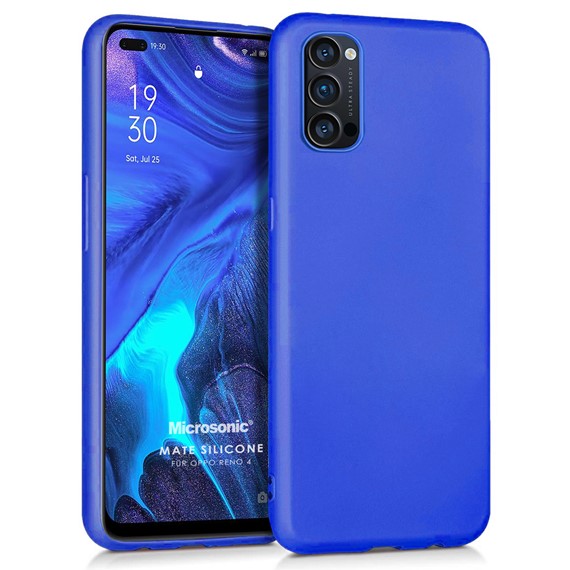 Microsonic Matte Silicone Oppo Reno 4 Kılıf Mavi 1