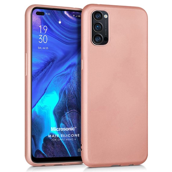 Microsonic Matte Silicone Oppo Reno 4 Kılıf Rose Gold 1