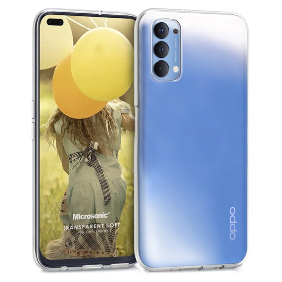 Microsonic Oppo Reno 4 Kılıf Transparent Soft Beyaz 1