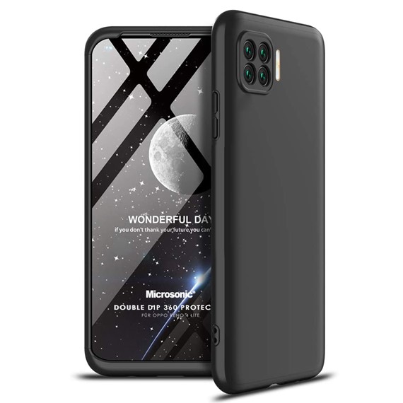 Microsonic Oppo Reno 4 Lite Kılıf Double Dip 360 Protective Siyah 1