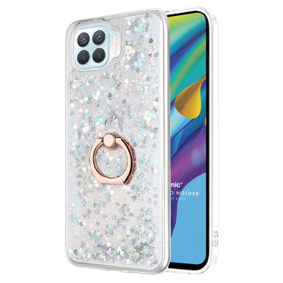 Microsonic Oppo Reno 4 Lite Kılıf Glitter Liquid Holder Gümüş 1