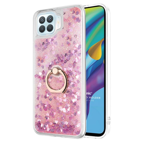 Microsonic Oppo Reno 4 Lite Kılıf Glitter Liquid Holder Pembe 1