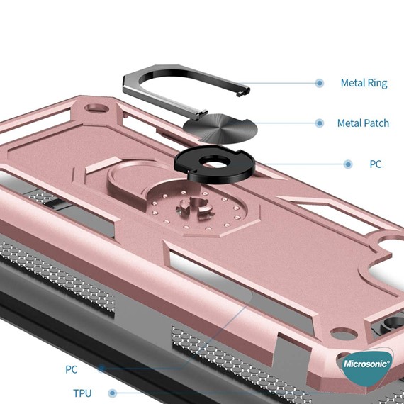 Microsonic Oppo Reno 4 Lite Kılıf Military Ring Holder Gümüş 5