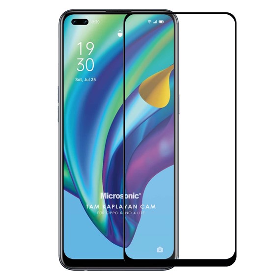 Microsonic Oppo Reno 4 Lite Tam Kaplayan Temperli Cam Ekran Koruyucu Siyah 1