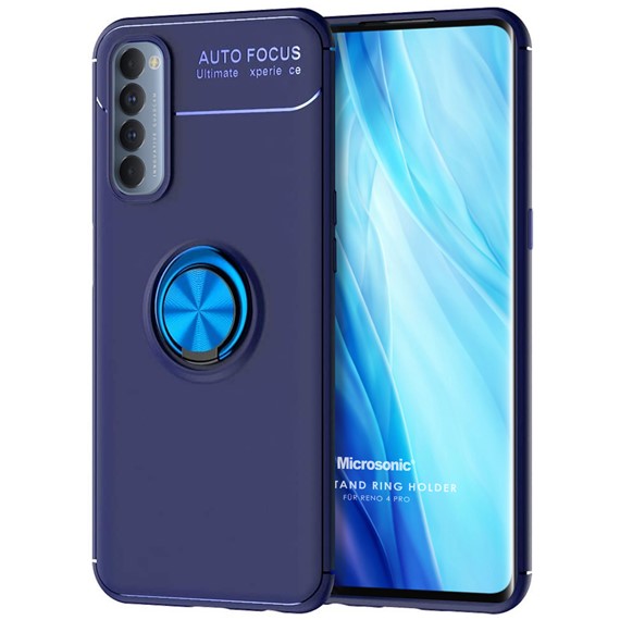 Microsonic Oppo Reno 4 Pro Kılıf Kickstand Ring Holder Lacivert 1