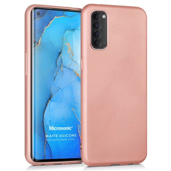 Microsonic Matte Silicone Oppo Reno 4 Pro Kılıf Rose Gold 1