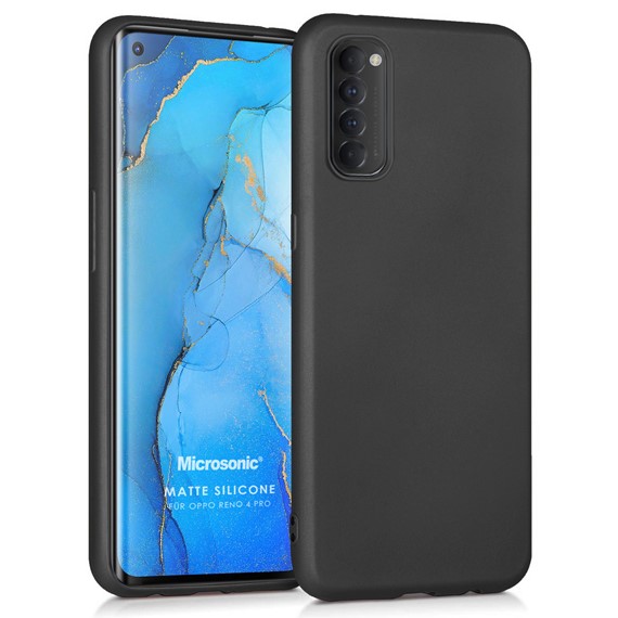 Microsonic Matte Silicone Oppo Reno 4 Pro Kılıf Siyah 1