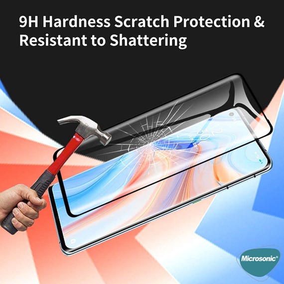 Microsonic Oppo Reno 4 Pro Tam Kaplayan Temperli Cam Ekran Koruyucu Siyah 2
