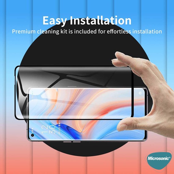 Microsonic Oppo Reno 4 Pro Tam Kaplayan Temperli Cam Ekran Koruyucu Siyah 3