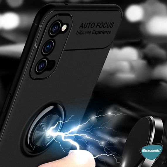 Microsonic Oppo Reno 5 5G Kılıf Kickstand Ring Holder Kırmızı 3