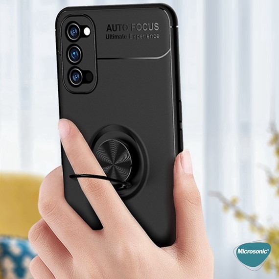 Microsonic Oppo Reno 5 5G Kılıf Kickstand Ring Holder Lacivert 5