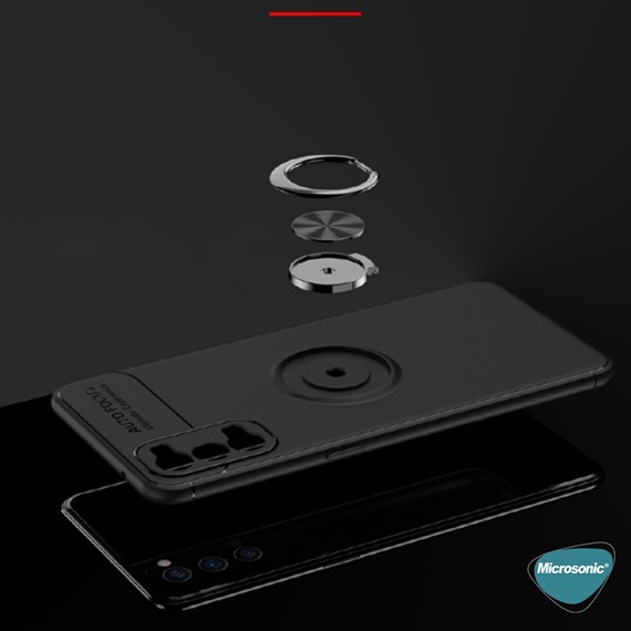 Microsonic Oppo Reno 5 Pro 5G Kılıf Kickstand Ring Holder Siyah Rose 7