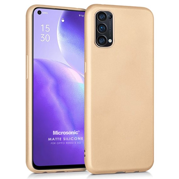 Microsonic Matte Silicone Oppo Reno 5 5G Kılıf Gold 1