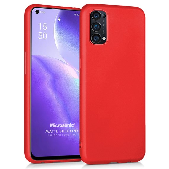 Microsonic Matte Silicone Oppo Reno 5 5G Kılıf Kırmızı 1